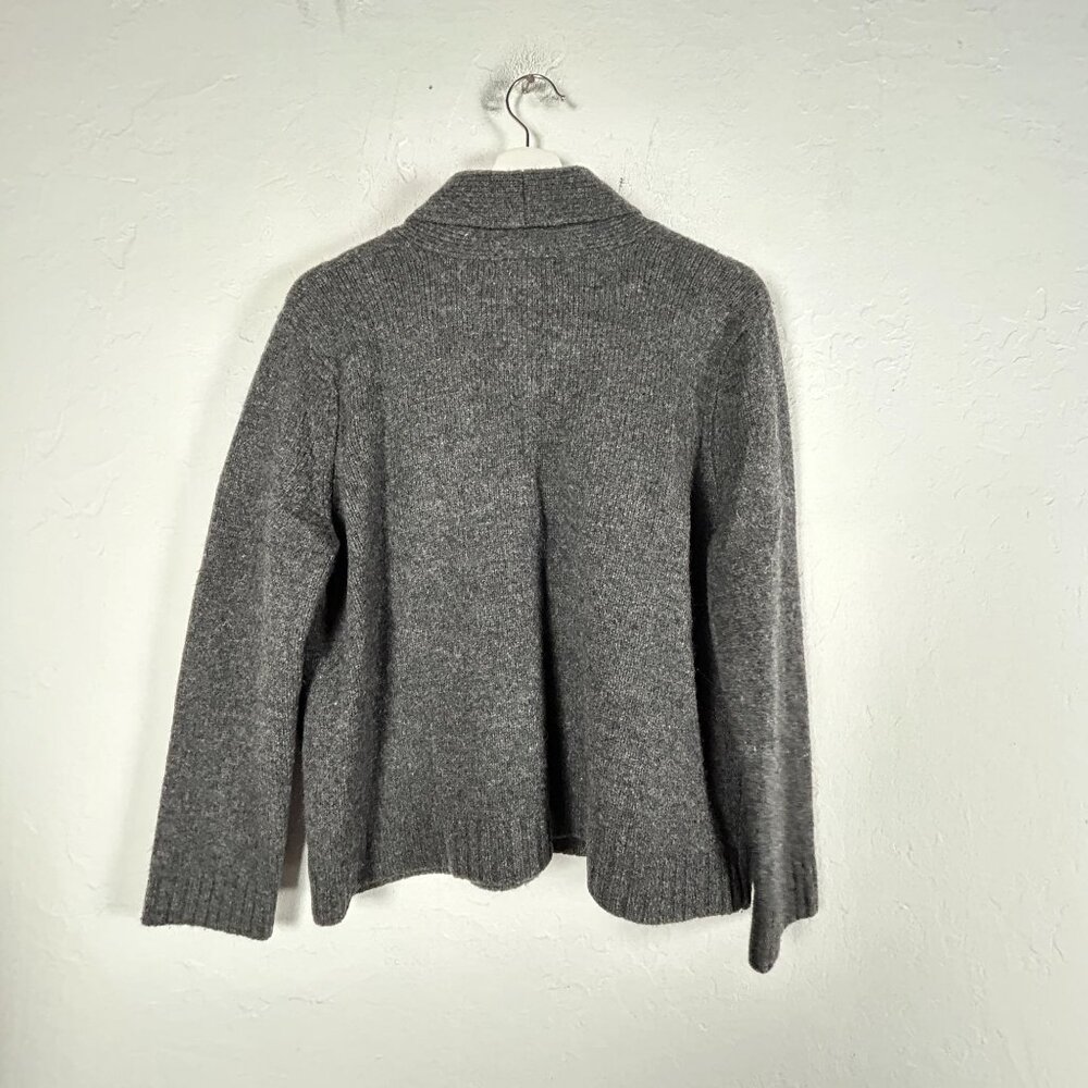 Vintage Eddie Bauer Women Lambswool Floral Embroidered Cardigan Sweater PXL Gray - Picture 2 of 9